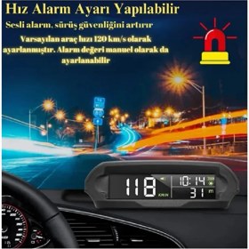 Resim Fortico Araç Güneş Enerjili Hız Ölçer S98 Hud Ekranı Evrensel Gps Hız Göstergesi 