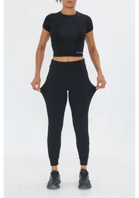 Resim Lesa Wear Yüksek Bel Toparlayıcı Ve Sıkılaştırıcı Likralı Jogger Eşofman Altı Joggers Siyah 