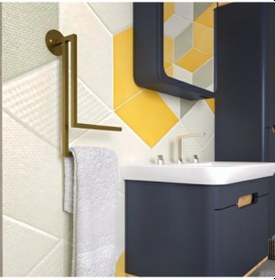 Resim Lotus Wall Gold Banyo Havluluğu, Havluluk Duvara Monte Altın 