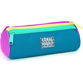 Resim Coral High Pembe Pastel Renkli Üç Bölmeli Kalem Çantası - Kız Çocuk 