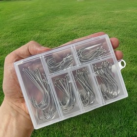 Resim 60/120/180 Adet Karbon Çelik Aberdeen Kancalar - Çift Dişli Saplı Solucan Kanca Seti, 1#-5/0# Çeşitli Boyutlar, Pratik Saklama Kutusu Dahil 