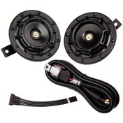 Resim Globalbloom Black Horn With Wire Harness Allrey Araba Kornası 12v Yüksek Ses Metal İkiz Korn 