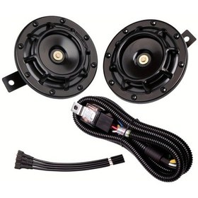 Resim Lumaworld Black Horn With Wire Harness Allrey Araba Kornası 12v Yüksek Ses Metal İkiz Korn 
