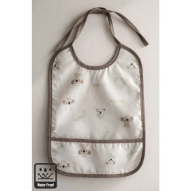 Resim Miniel Unisex Bebek Baskılı Kolsuz Cep Detaylı Sıvı Geçirmez Küçük Boy Mama Önlüğü 