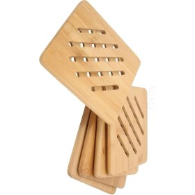 Resim Daisy Store Bambu Dayanıklı Ahşap Tencere ve Tava Altlığı Kaymaz Mutfak Servis Ürünü (Kare) 
