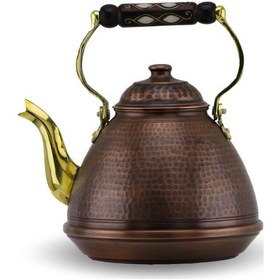 Resim Tekli Dövmeli Oksitle Eskitilmiş Ihlamur Bakır Çaydanlık 3 Lt Bakır 