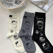 Resim 1/3 Çift Kadın Sevimli Karikatür Kedi Orta Bilek Çorapları - Eğlenceli ve Düşünceli Tasarımlar, 280g/ Kumaş, Geometrik Desenler, Makine Yıkanabilir, Sevimli Çorap 