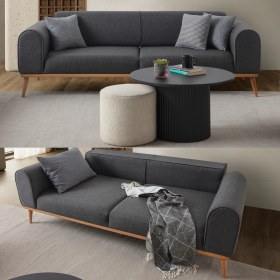 Resim Edsy Home Rebul 3'Lü Koltuk+Bella Yuvarlak Sehpa 