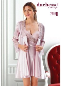 Resim 7625 Çeyizlik Dantelli Saten 6'lı Set -pudra Pudra 