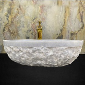 Resim SİPAHİMARBLE Gri Mermer Dışı Mucartalı Özel Tasarım Lavabo 