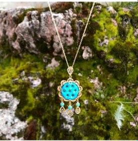 Resim Telkari El Işi Roslu Gümüş Süryani Nazar Boncuğu (515640535) 