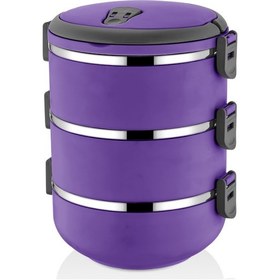 Resim Mobgift Freshbox 3 Katlı Sefer Tası Yemek Termosu Mor 