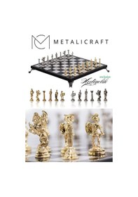 Resim Mc42 Antik Roma Metal Satranç Takımı - Mermer Desenli 25cm Tahta El Yapımı Taşlar 