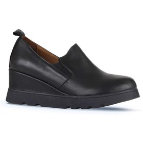 Resim Bueno Shoes Siyah Deri Kadın Dolgu Topuklu Ayakkabı 01wz7205 