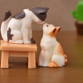 Resim 3 adet Sevimli Kedi Çifti Minyatür Oyun Sahnesi, Reçine El Yapımı Masa Süsleri, Ev Dekoru, Araba Aksesuarı, Noel Hediyesi, Elektrik Gerektirmez 