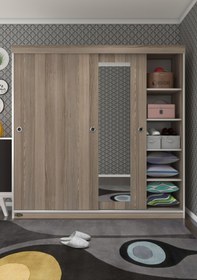 Resim Kenzlife Gardırop Sürgülü Kapaklı Kapılı 180 Papatya Crd Aynalı Gardolap Dolap 