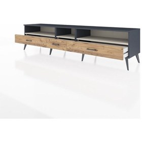 Resim Hyperion Tv Ünitesi 3 Raflı 3 Çekmeceli 220x44x51 Antrasit-aytaşı/çam Aytası/atlas Çam - Antrasıt 