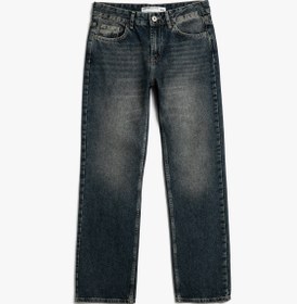 Resim Yüksek Bel Straight Jean Kot Pantolon Düz Paça Normal Kesim - Eve Jean 