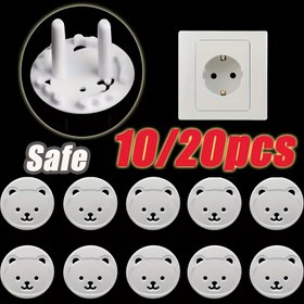 Resim 10'lu/ 20'li paket güvenlik priz kapağı - elektrik çarpmasını önleyici fiş koruyucu, prize ve devre açara karşı yalnızlık koruması, kolay kurulum, ev ve ofis için uygun / Avrupa tarzı/ Kore tarzı/ Çocuklar 