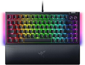 Resim Razer BlackWidow V4 75% - Çalışırken değiştirilebilir Mekanik Oyun Klavyesi (Kompakt yüzde, Underglow, Çok Fonksiyonlu Silindir ve Medya Tuşları, Manyetik Bilek Desteği) US-Düzeni | Siyah 