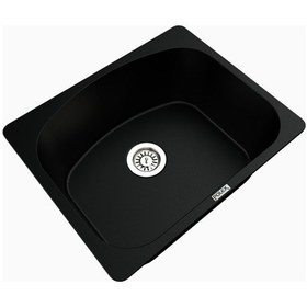 Resim Polex Cristalüx Granit Evye P-OL60 Siyah Tezgah Altı Ve Tezgah Üstü Kare Mutfak Evyesi 60x49.5 CM 