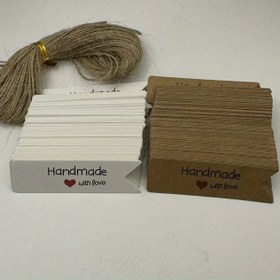 Resim El Yapımı Kalp Temalı Asma Etiketli 100'lü Paket Kraft Kağıt Etiketler ve Hediye/Paketleme Kartları 