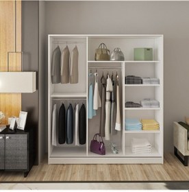 Resim Afillibebek Blanka 3 Kapılı Sürgülü Aynalı Gardrop ( Tamamı Mdflam ) 