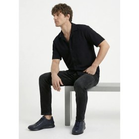 Resim gmg firenze Gmg Fırenze Siyah Erkek Regular Fit Geometrik Desenli Gömlek GU26MSS02204 