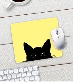 Resim Sarı Renk Kedi Baskılı Mouse Pad 23x19cm Fare Altlığı Kaydırmaz Taban Mousepad 