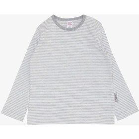 Resim Breeze Erkek Bebek Uzun Kollu T-shirt Patlı Çizgili 9 Ay - 3 Yaş Açık Gri Melanj 