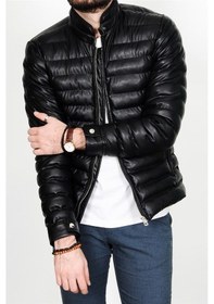 Resim Hakim Yaka Şişme Erkek Deri Mont Ceket Vl.16 Çok Renkli 