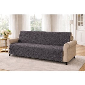 Resim Desenli Sakallı Şönil Kaymaz Koltuk Örtüsü - Antrasit Antrasit 