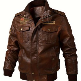 Resim Sonbahar Modası Avrupa ve Amerikan Erkeklerin Popüler Retro İş Kıyafeti Motosiklet Yaka Fermuarlı Pilot Ceketi Erkekler İçin Dar Kesim Spor Giyim ve Fonksiyonel Ceket JZQW 100.00% 