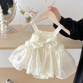 Resim Bebeğin Kızın Yazlık Kolsuz Elbisesi 3D Fiyonk Detaylı - Hafif Nefes Alabilir Volanlı Etek, Yumuşak Pastel Sarı, Sadece Bebekler & Küçük Çocuklar için Elde Yıkama, Bebek Kız Elbiseleri, Bebek Formal Giyim, Kaliteli Çocuk Giysileri 