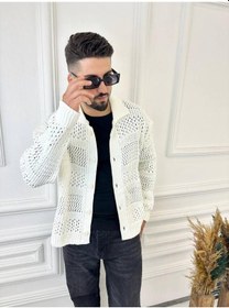 Resim Elku Moda Hırka Oversize Özel Örgülü Triko Desenli Salaş Örgü Hırka Beyaz 