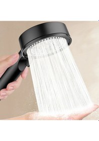 Resim Hobibahçem 5 Fonksiyonlu Yüksek Basınçlı Ayarlanabilir Siyah Duş Başlığı Siyah 