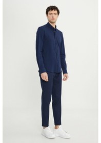 Resim Erkek Lacı 360 Her Yöne Esneyen Pamuklu Slim Fit Dar Kesim Düğmeli Yaka Örme Gömlek Lacı 