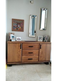 Resim Deryawood Tamamen Masif Doğal Ahşap Konsol 