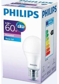 Resim Philips Essential 9W E27 6500K Beyaz Led Ampul 