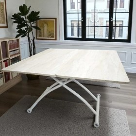 Resim Juppo Üst Tabla Mdf Traverten Oval Köşe Alt Ayak Metal 