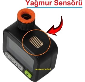 Resim Ucuzcu Market Yağmur Sensörlü 3 Programlı Dijital Bahçe Sulama Zamanlayıcı (Lcd Ekran-Digital Progranabilir) 