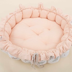 Resim Yuvarlak Babynest - Çift Taraflı - Somon Örgü - Yeşil Gökkuşağı 