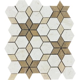 Resim Tuqco Doğaltaş Fileli Starline Traverten Mix Honlu Mermer Mozaik 