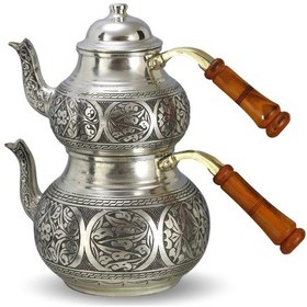 Resim Kalın Eskitme Topak Bakır Çaydanlık Bakır 