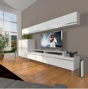 Resim Decoraktiv Ekoflex 8 Mdf Krom Ayaklı Tv Ünitesi Tv Sehpası - Parlak Beyaz 