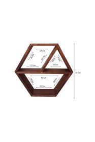 Resim Apak Ahşap Dekoratif Ahşap Altıgen Duvar Rafı Antire Hol Çocuk Odası Mutfak Rafı 