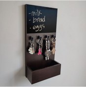 Resim Eblo Home 20 Cm Wenge Kara Tahta Antre Askılık Anahtarlık 