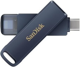 Resim SanDisk Phone Drive, Flash Sürücü 2'si 1 arada, iPhone Bellek 64 GB (iPhone, iPad, PC ve Mac için, Otomatik Yedekleme, Lightning ve USB Type-C Bağlantısı, Şifreleme) Metalik Sky 