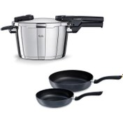 Resim Fissler Vitaquick Glossy 4,5 Litre Düdüklü Tencere + Tava Set 