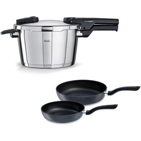 Resim Fissler Vitaquick Glossy 4,5 Litre Düdüklü Tencere + Tava Set 